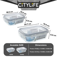 (Gift Pack Bundle) Citylife Air-tight Glass Lunch Box Oven Microwave Glass Food Container Bento Box H-849091