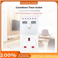 Countdown Timer Socket UK Plug 2 USB Ports 5V 2.1A 1-10Hr Off Switch for Phone Charging Mosquito Rep