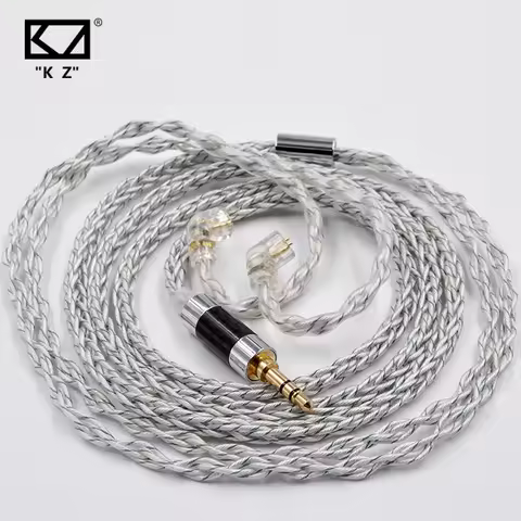 KZ Earphones Cable 8 Core Silver Blue Hybrid 784 Cores Silver Plated Upgrade Cable Heaset Wire For K