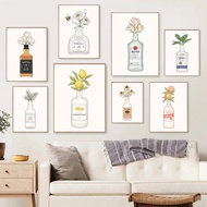 Liquor Peaches Tequila Vodka Flowers Bar Wall Art Canvas Painting Alcohol Posters and Prints Picture
