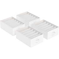 SONGMICS Set of 4 Large Size Wardrobe Clothes Organizers, 6-Compartment Foldable Drawer Organizers w
