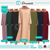 [Clearance] Dreamtale Aaira Muslimah Wear Dress Muslimah Plain Kaftan with Two Pockets Kaftan Dress 