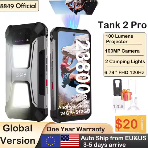 8849 Tank 2 PRO Rugged Smartphone with Projector 6.79" 2.4K Display 24GB 512GB Mobile Phone 23800mAh