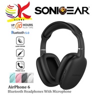 SONICGEAR AIRPHONE 6 WIRELESS BLUETOOTH HEADPHONES WITH MIC UP TO 10 HOURS PLAY TIME OVER EAR HEADSET WITH MICROPHONE