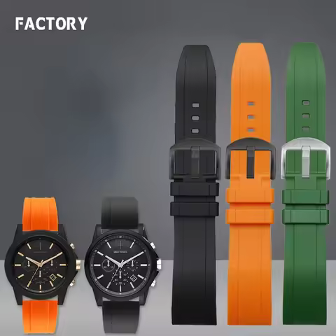Dust-Free Watch Strap for Armani Black Warrior Ax7105/2098 Ax1326/1331/Watch Band Silicone Rubber 20