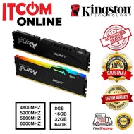 KINGSTON HYPER-X FURY RGB 16GB 32GB 64GB KIT DDR5 6000MHZ CL30 DESKTOP RAM