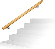 Stair Handrail 1ft-20ft, Round Wood Non-Slip Stair Handrails, Wall Mounted Home Indoor Loft Elderly 