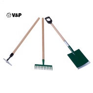 V&P 3psc/Set Metal Garden Spade Rake Tools For Dolls House Miniatures Accessories