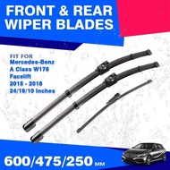 Front Rear Wiper Blades For Mercedes Benz A Class W176 2016 2017 2018 A200 A180 Sport Window Windshi