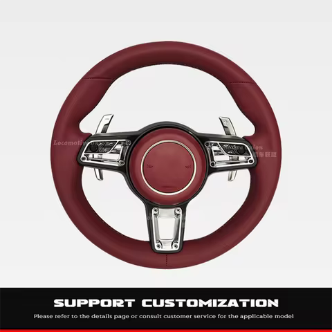 Sporty leather steering wheel for Porsche Panamera Macan Cayenne Taycan 718 Cayman GT4 RS 911 Carrer
