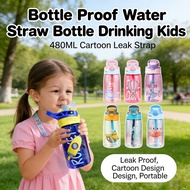 480ML Straw Bottle Strap Cartoon Leak-Proof 480ML Kids Water