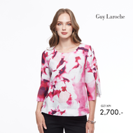 Guy Laroche เสื้อผู้หญิง Light linen Powerful flower แขนสามส่วน สีชมพู (GZ1XPI)