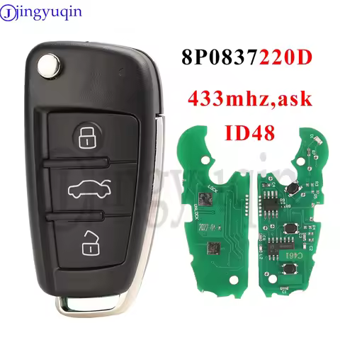 jingyuqin 8P0837220D 433Mhz ASK ID48 Chip Remote Car Key For Audi A1 A3 TT S1 S3 Q3 2005+ 8P0 837 22