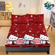 Red Hello Kitty 3IN1 BEDSHEET 100% Canadian Cotton Bedsheet Only Full Garterized Skin-Friendly