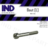 Bolt-Bud-Bolt L-L6 M8x65-8x65-M 8 X 65 Key-K 6 P-Pitch 1.25