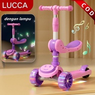 3 Wheel Children's Scooter with Music Lights 2 in 1 Foldable Scooter