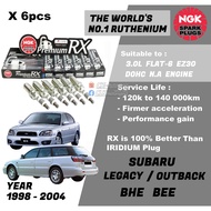 NGK Premium RX Spark Plug - Subaru Legacy BHE BEE 3.0L EZ30 V6 DOHC Engine ( Year 2000 to 2003 ) OEM
