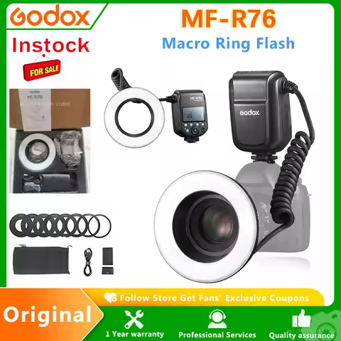 Godox MF-R76 RING76 5000K Macro LED Ring Light Speedlite Flash Light for Sony Canon Nikon Camera 5D 