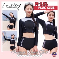 [ Laceley ][M-2XL]Plus size 2pcs Rashguard Woman Swimsuit Swimwear Bikini 泳装[L839]