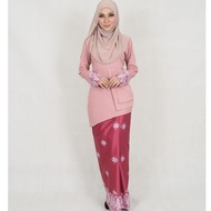 [Clearance Sale] Muslimah Songket Printed Baju Kurung Moden Murah Pink 4XL Plus Size Kurung Dewasa