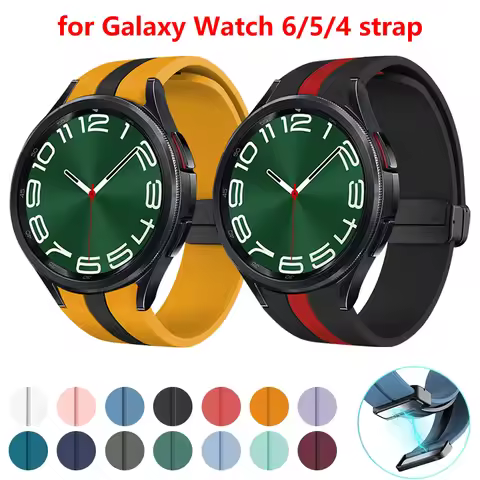 Silicone Strap for Samsung Galaxy Watch 6 Classic 43mm 47mm Watch 6 40mm 44mm Magnetic Buckle Band F