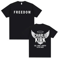 Justice for Charlie Kirk Freedom T-Shirt Men And Women Retro Short-Sleeved Cotton 1