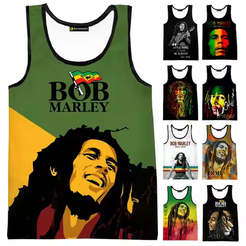2023 Fashion Singer Bob Marley Vest Unisex Fitness Men Tank Tops Sleeveless Funny Undershirt Cosplay