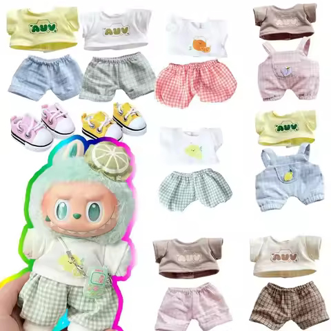 For 15/17cm 3.0 Labubu v1/v2/v3 clothes summer vacation lemon rabbit cute meow For ropa labubu cloth