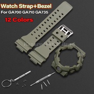 Silicone Watch Strap + Bezel Set for G-Shock GA700 GA710 GA735 Sport Waterproof Resin Rubber Watch B