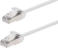 Monoprice Cat6A Ethernet Patch Cable - Slim Flat U/FTP 32AWG Molded Boot 25ft White