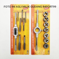 COD TEKIRO Hand Tap Set plus Gagang - Senai Snei Die Set - Snai Pembuat Drat Dalam Luar Ulir Handtap