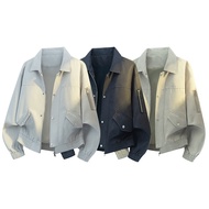 M2609-2025 Autumn Temperament Hundred Towers Shirt Large Size Men's Long-Sleeved Cardigan Teenager C