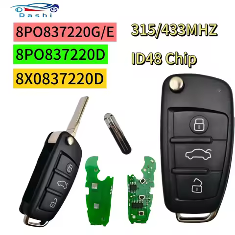 Da Shi For Audi Q7 B7 Q3 A3 TT A2 A8 A6 A6L A4 S5 C5 C6 B6 A4L A5 Q5 S RS S1 315/433Mhz ID48 Chip 8X
