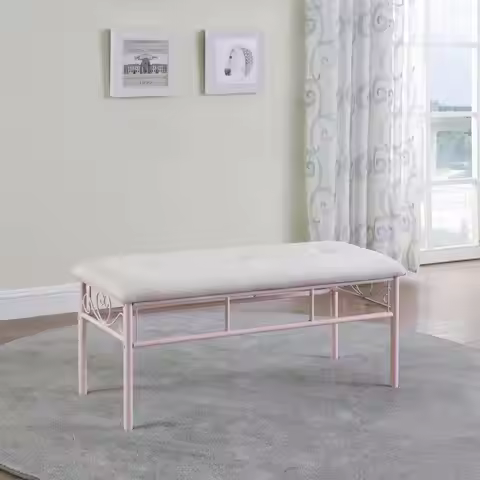 Powder Pink Garden Bench - Stylish Outdoor Seating for Comfort and Relaxation, Perfect Addition to Y