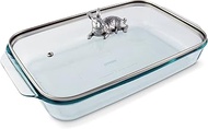 Arthur Court Glass Casserole Dish with Metal Bunny Handle Baking Dish - Perfect to keep your Easter
