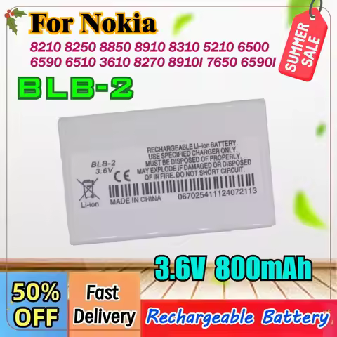 3.6V 800mAh BLB-2 Replacement Battery + Protected Version for Nokia 8210 8250 8850 8910 8310 5210 65