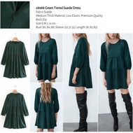 HIJAU 28988 Green Dress Green Suede Dress