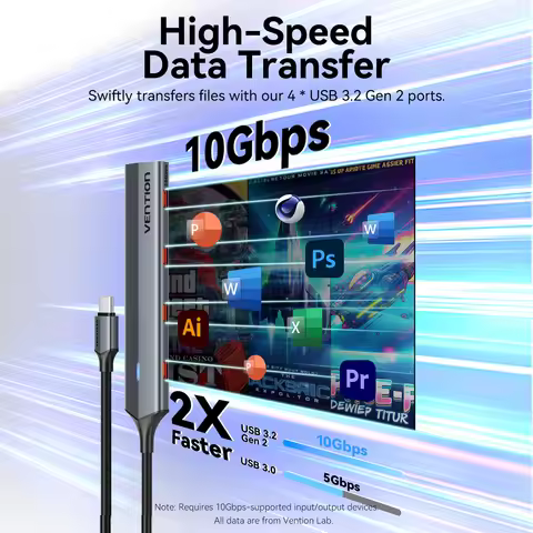 Vention USB C 3.2 Gen2 Hub to 4 Type C Adapter Aluminum Alloy Cooling 10Gbps USB C HUB Splitter for 
