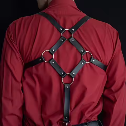 Erotic Men Leather Harness Lingerie Tops Fetish Male Clothes BDSM Body Chest Harness Belts Suspender