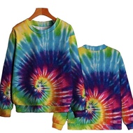 Sweater Crewneck Tie Dye Printing Basic Tshirt Lengan Panjang Bigsize Wanita Pria Oversize - Sweatsh