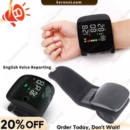 SereneLoom Wrist Style Blood Pressure Monitor Digital Rechargeable With Big LCD Display Voice