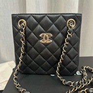 多種背法Chanel mini tote 黑金荔枝皮托特包