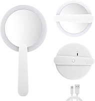 Trez Treamer Handheld Rotating LED Cosmetic Mirror，Portable Rechargeable Makeup Mirror with Rotating