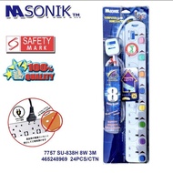 Nasonik 8 Way Extension Socket 3 with SINGAPORE Safety 1 and only approved 8 Way in Singapore 3m long &amp; 3 YEARS WARRANTY