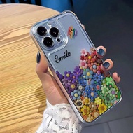 Ốp lưng điện thoại trong suốt chống rơi Apple Smile Flower có cạnh thẳng đơn giản, đục lỗ, dày, in h