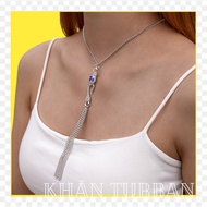 Blue 3-eyed snake necklace -