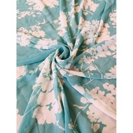 V12 - Light turquoise chiffon with white flowers, size 1,43m x 1.8m