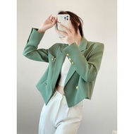 Green short Blazer Women slim suit jacket temperament long sleeve