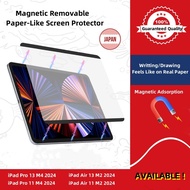 For iPad Pro11 Pro13 M4 2024 Removable Magnetic Paperlike  Matte Screen Protector Film Washable &amp; Reusable Anti-Glare Anti-Fingerprint For iPad Pro11 Pro13 M4 Air11 Air13 M2
