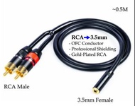 RCA to 3.5mm Cable, RCA轉3.5mm, 紅白線轉3.5mm, (RCA Male x 2) to 3.5mm Female